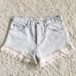 Free people lace pinstripe shorts